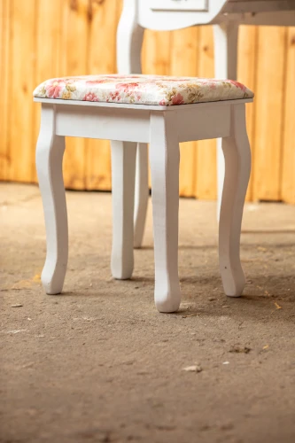 Kosmētikas galds ROSE ar soliņu, balts