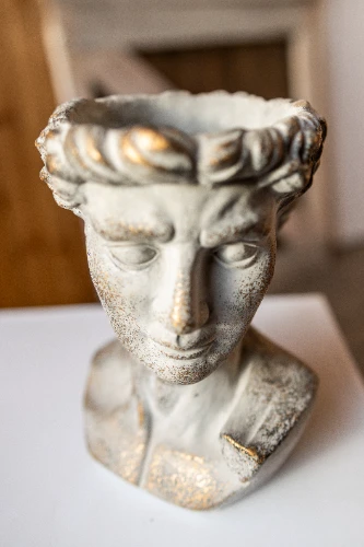 Keramikas galva DĀVIDS, pelēka/zelta