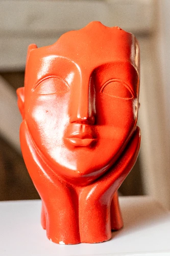 Ģipša galva FACE, sarkana