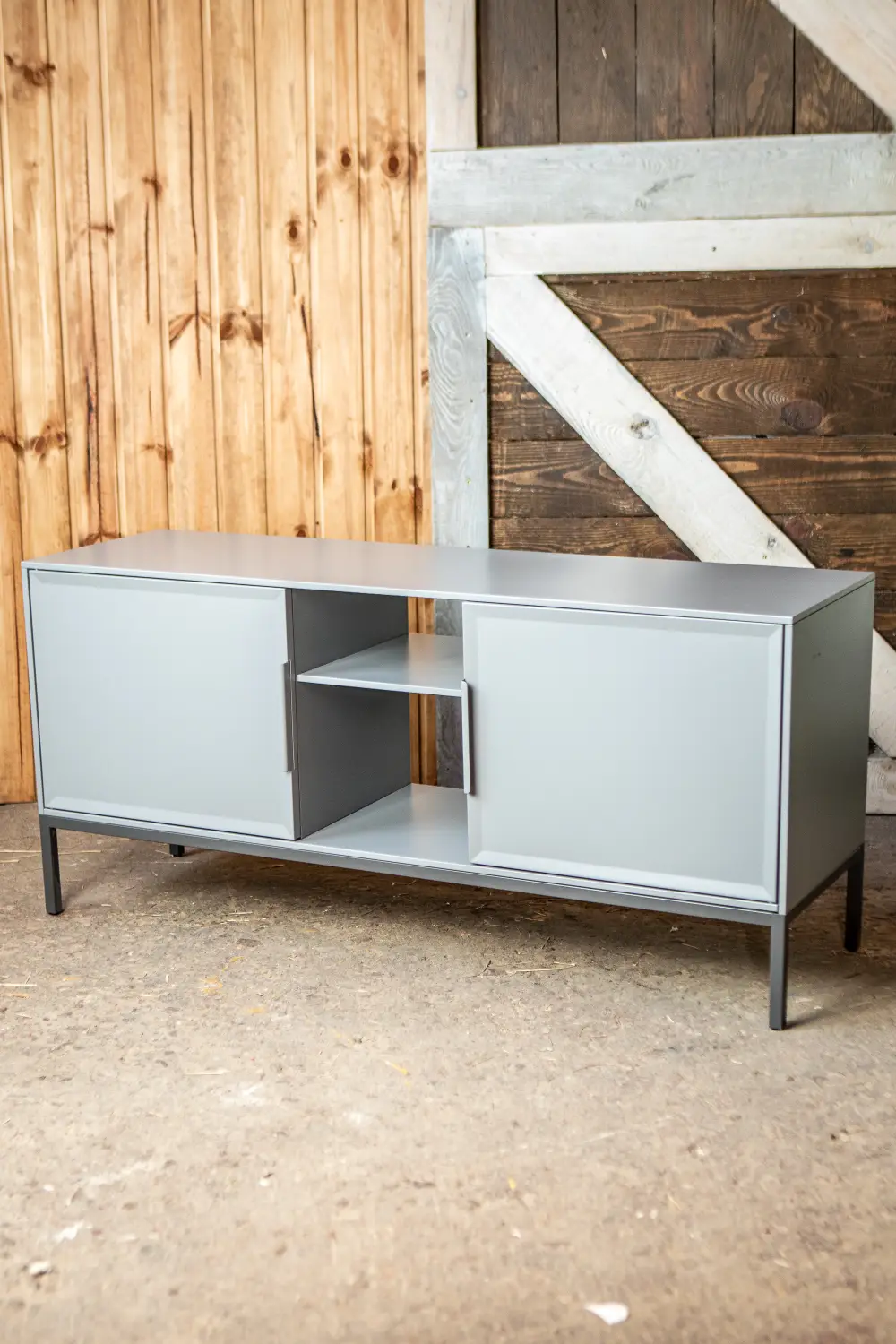 Kumode TULLA, pelēka/metāla