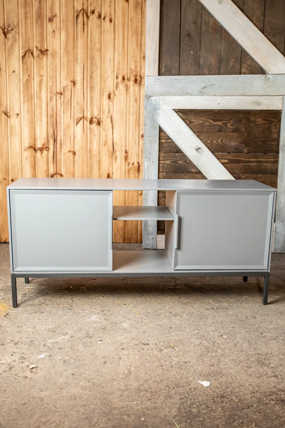 Kumode TULLA, pelēka/metāla