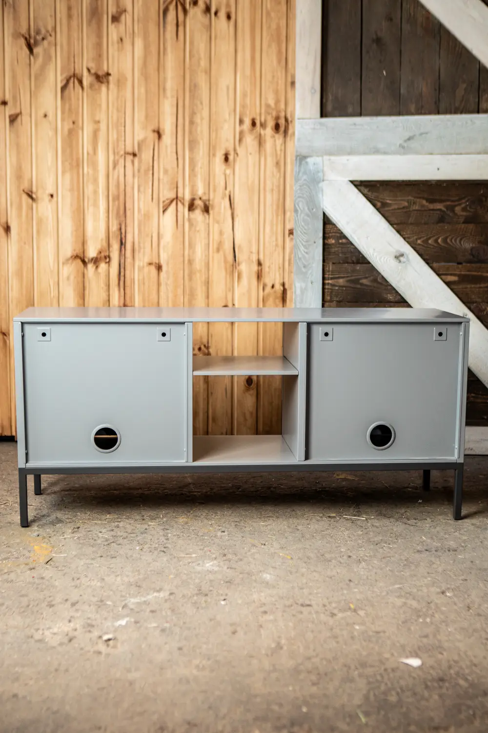 Kumode TULLA, pelēka/metāla