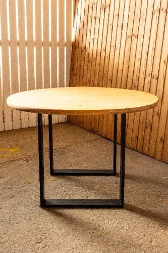 Galds WOODY apaļš, melns/koka