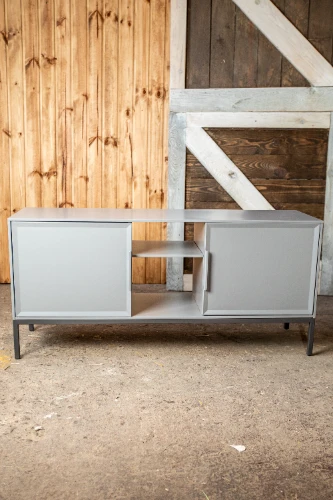 Kumode TULLA, pelēka/metāla