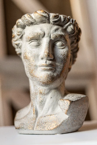 Keramikas galva DĀVIDS, pelēka/zelta