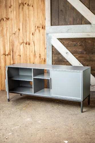 Kumode TULLA, pelēka/metāla