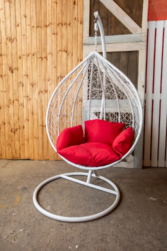 Šūpuļkrēsls ar statīvu DROP, balts/sarkans