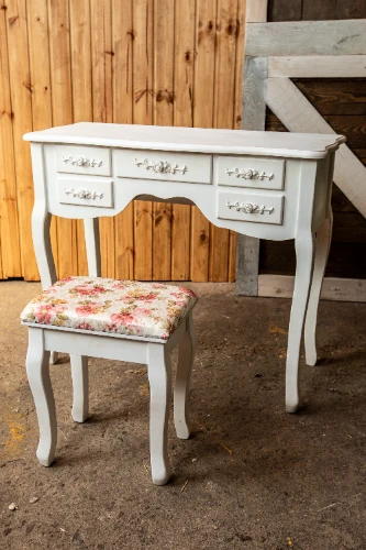 Kosmētikas galds ROSE ar soliņu, balts